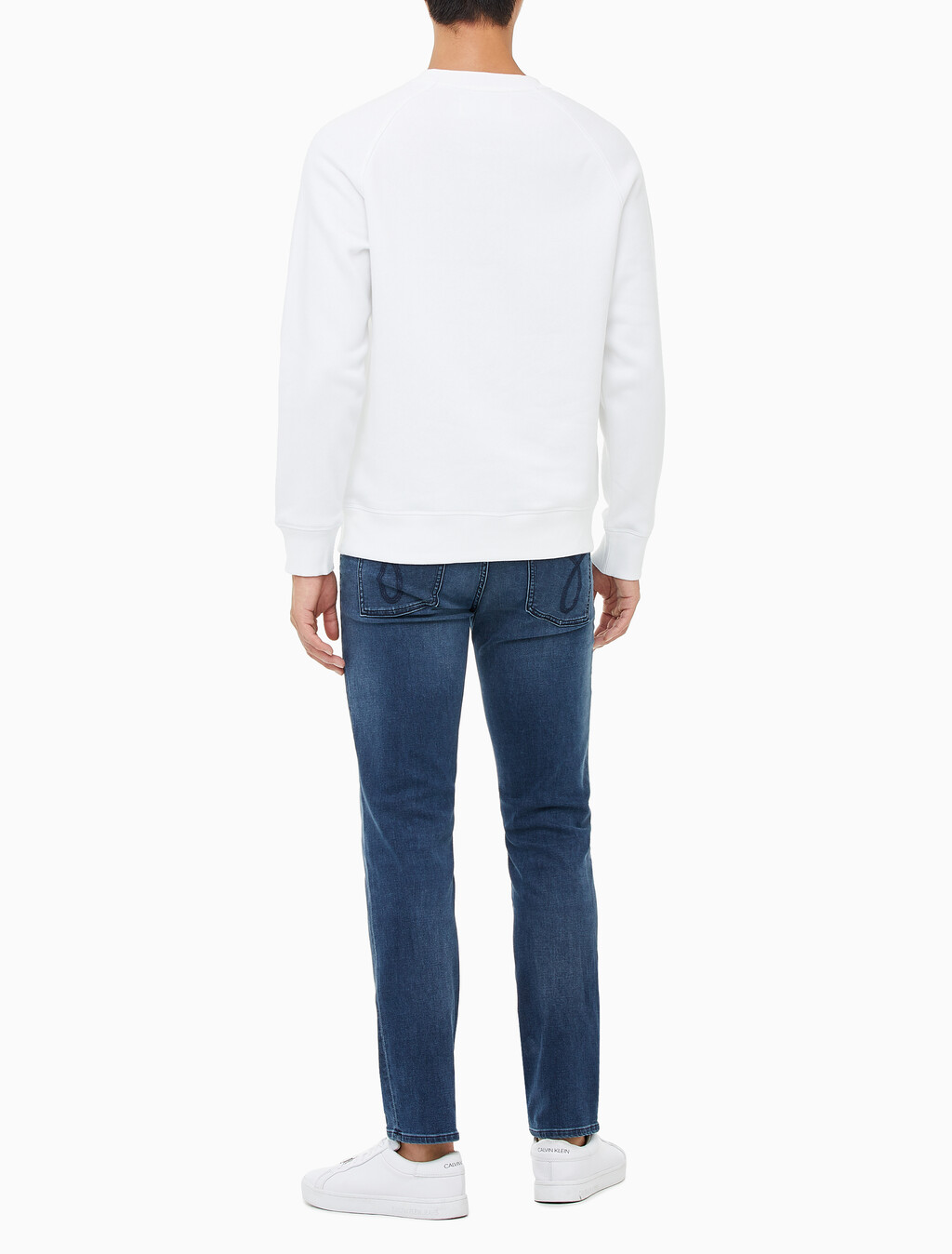 Buy 남성 레귤러핏 모노그램 로고 기모 스웨트셔츠 in color BRIGHT WHITE