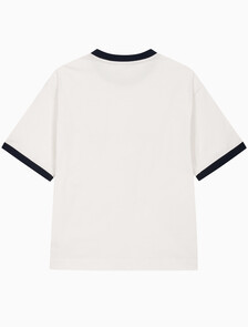 Buy 남성 릴렉스핏 레트로 로고 링거 반팔 티셔츠 in color TOFU COMBO