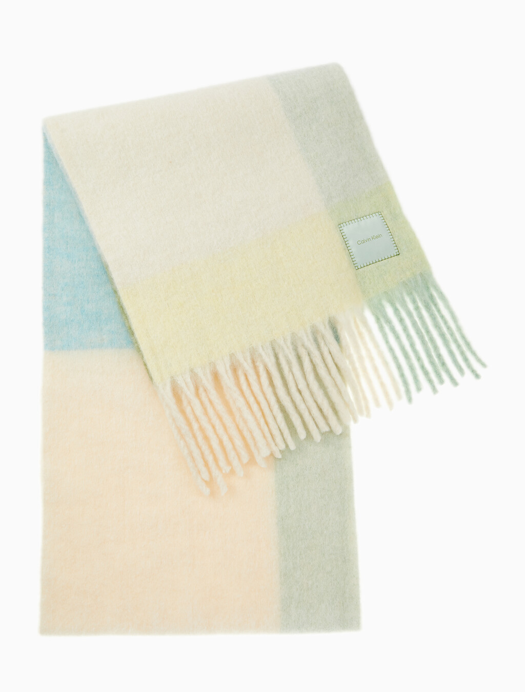 Buy 남녀공용  패치로고 배색 체크 머플러 in color Yellow