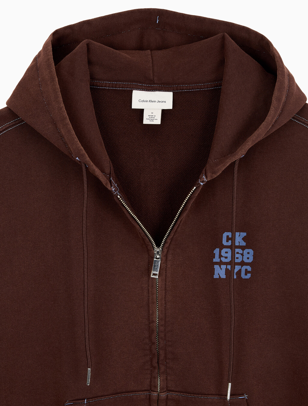 Buy 남성 워시드 프리미엄 빈티지 로고 후드집업 in color Rich Brown