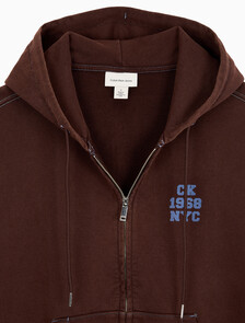 Buy 남성 워시드 프리미엄 빈티지 로고 후드집업 in color Rich Brown