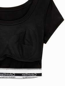 Buy 여성 모던 코튼 티셔츠 아웃푸쉬 브라렛 in color BLACK
