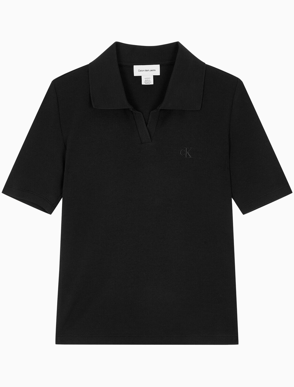 Buy 여성 슬림핏 브이넥 폴로 in color BLACK