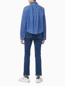 Buy 여성 크롭 인디고 L/S 셔츠 in color light blue