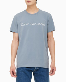Buy 남성 레귤러핏 인스티튜셔널 로고 스트레치 반팔 티셔츠 in color OVERCAST GREY