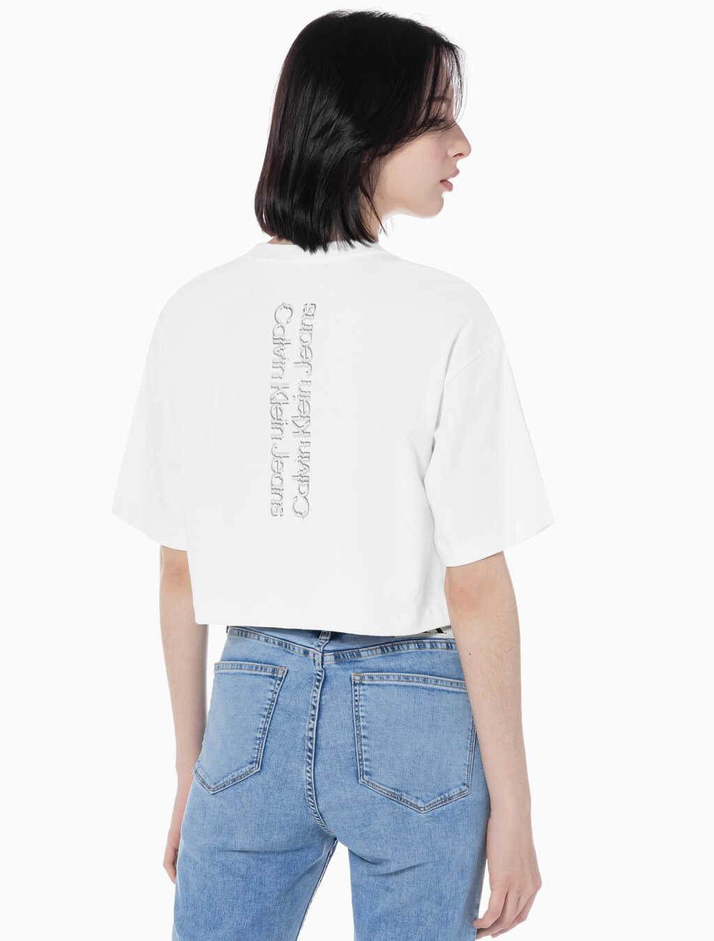 Buy 여성 그래픽 크롭 반팔 티셔츠 in color BRIGHT WHITE