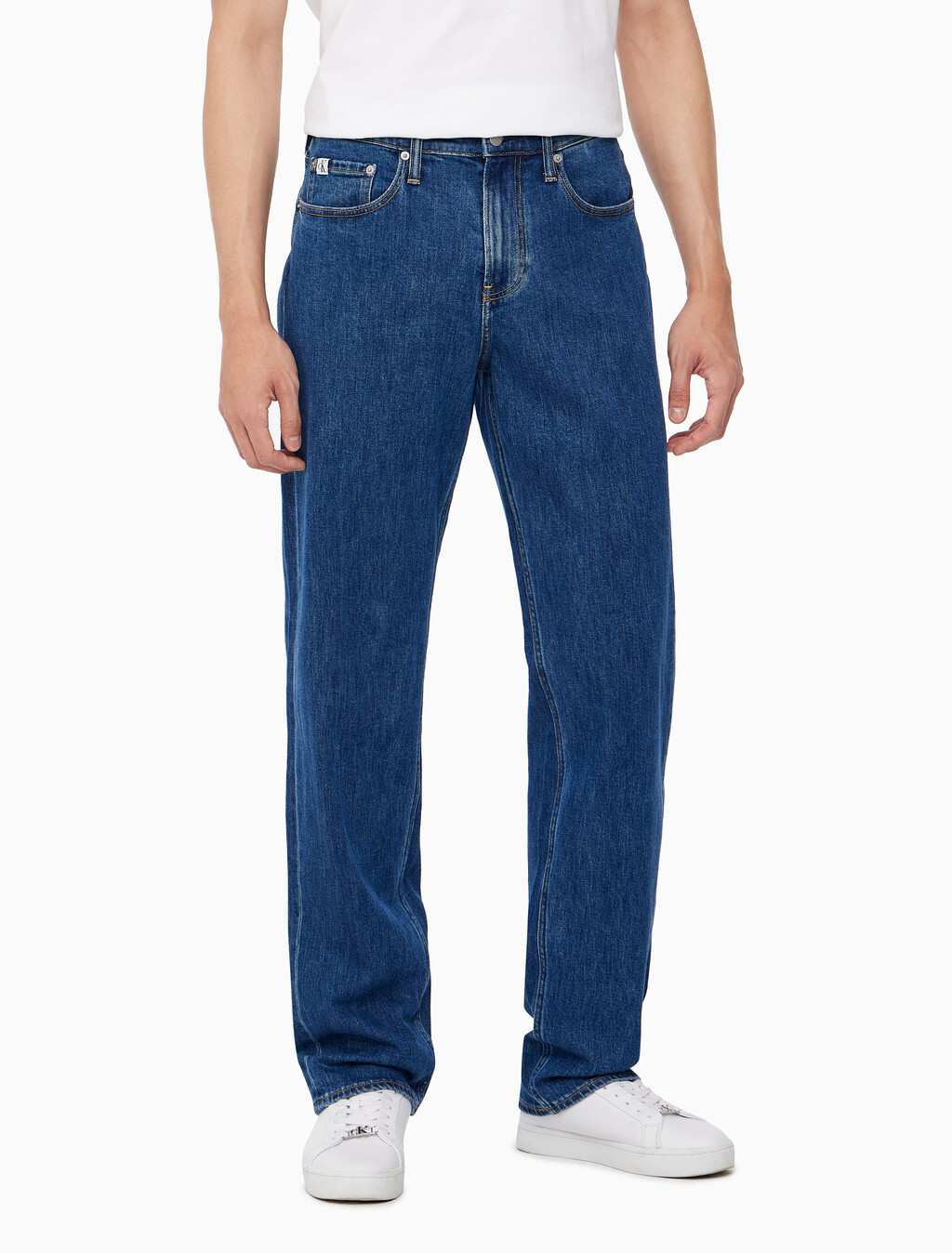 Buy 남성 90's 스트레이트핏 미드블루 데님 in color MID BLUE BACK EMBRO