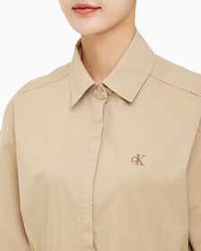 Buy 여성 아카이벌 컷아웃 셔츠 원피스 in color TRAVERTINE