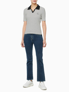 Buy 여성 모노로고 립폴로 티 in color Black stripe