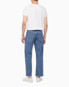 Buy 남성 90'S 스트레이트핏 크롭 데님 in color MID BLUE BACK EMBRO