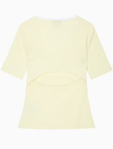 Buy 여성 베이비립 스쿱 컷아웃 탑 in color Light Yellow