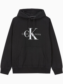 Buy 남성 롱슬리브 릴렉스핏 모노그램로고 후디 in color CK BLACK
