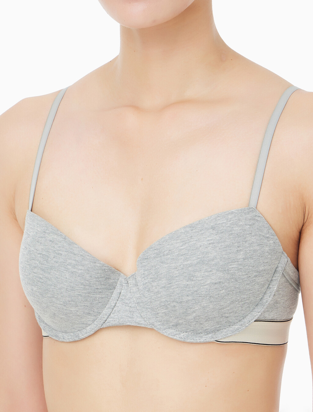 Buy 여성 헤리티지 코튼 업리프트 데미 브라 in color GREY HEATHER