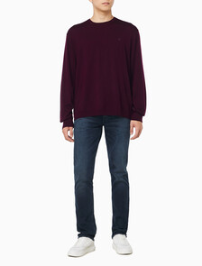 Buy 남성 메리노 울 크루넥 스웨터 in color Crimson red