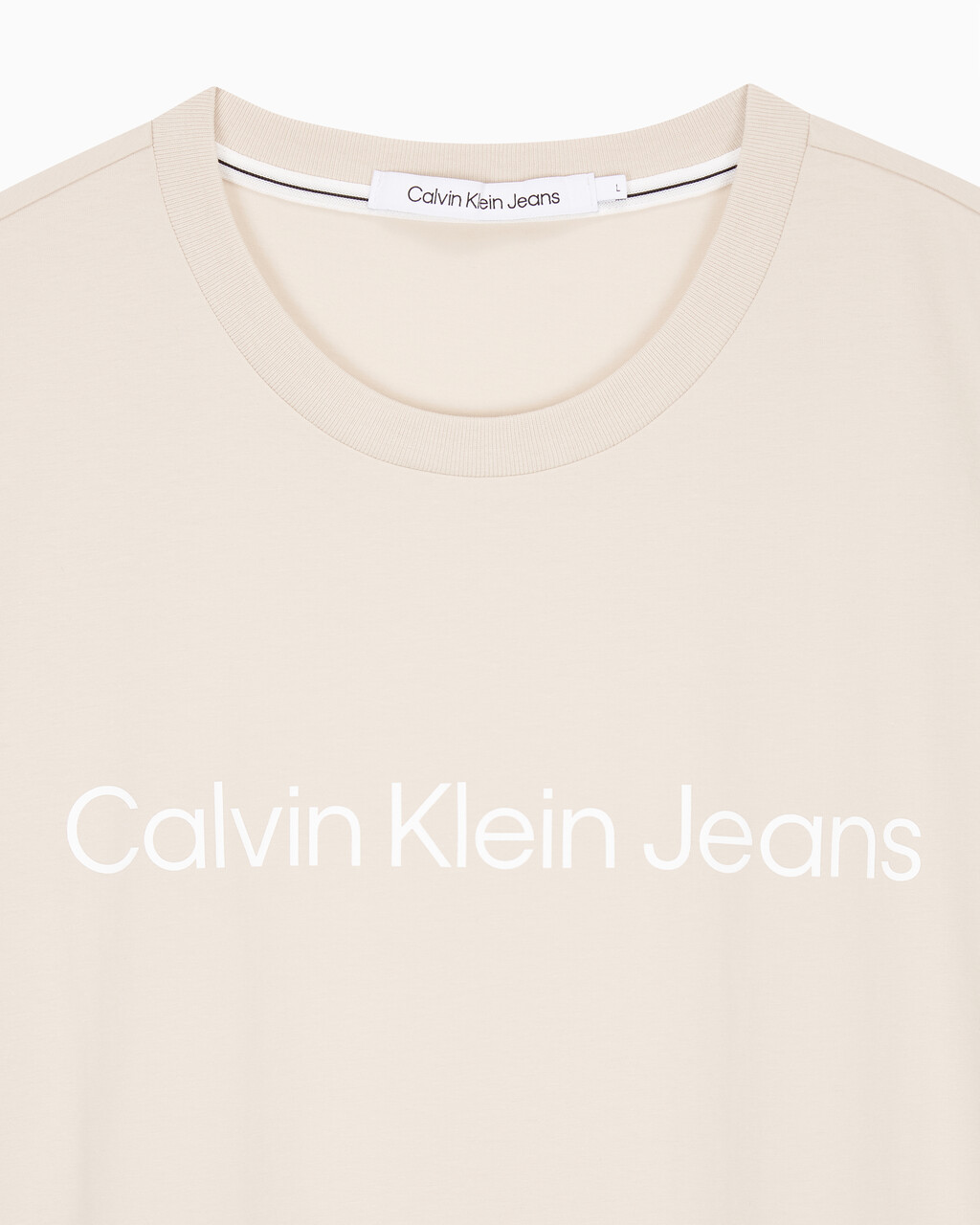 Buy 남성 레귤러핏 인스티튜셔널 로고 스트레치 반팔 티셔츠 in color CLASSIC BEIGE