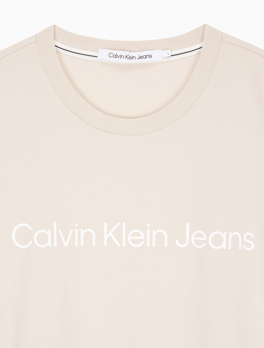 Buy 남성 레귤러핏 인스티튜셔널 로고 스트레치 반팔 티셔츠  in color CLASSIC BEIGE