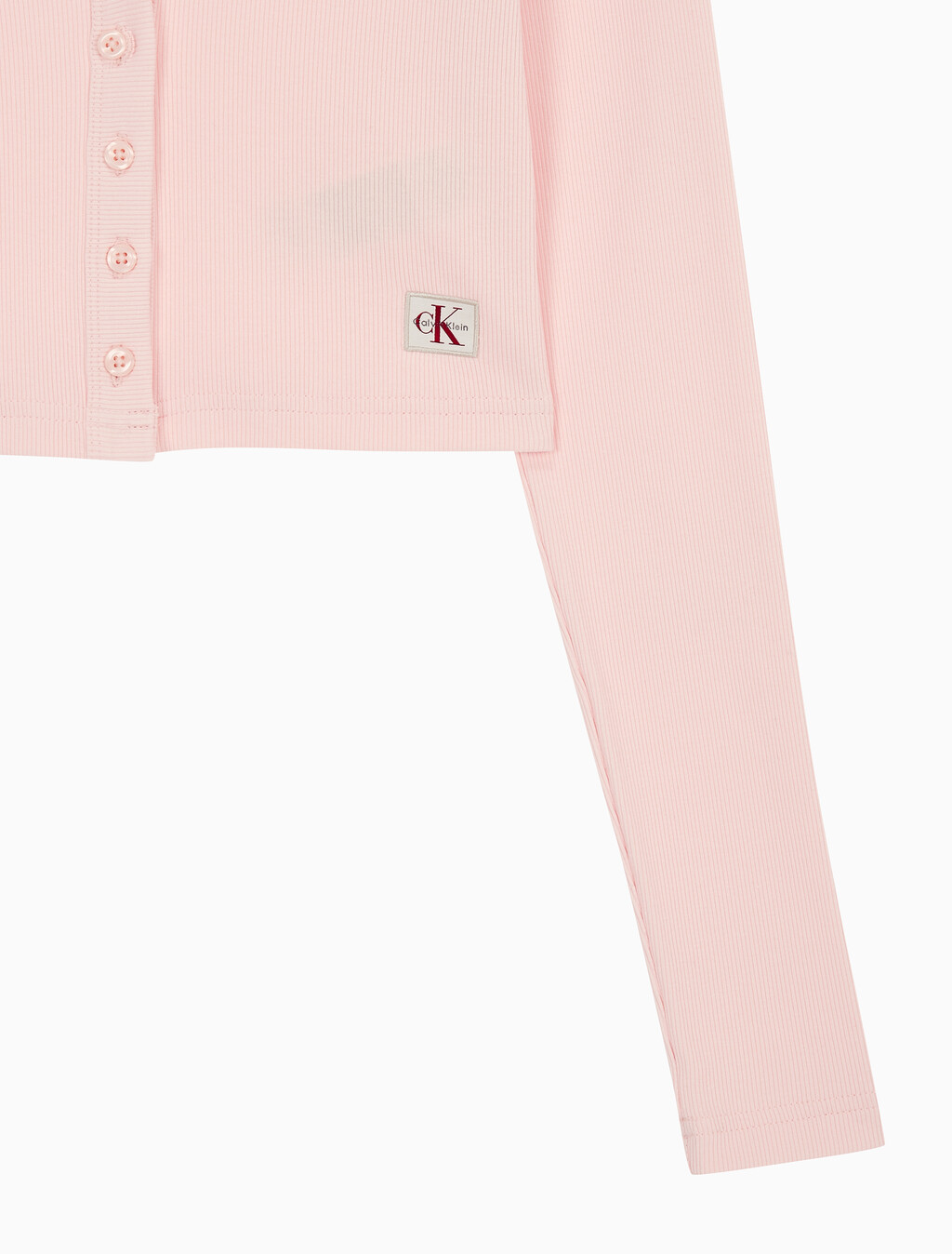 Buy 여성 롱슬리브 우븐 라벨 립 가디건 in color CLOUD PINK