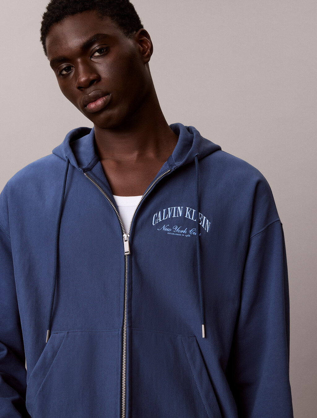 Buy 프리미엄 테리 후드 집업 스웻셔츠 in color Dark Blue