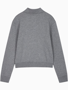 Buy 여성 코튼 모달 플리스 폴로 스웻셔츠 in color MEDIUM GREY HEATHER