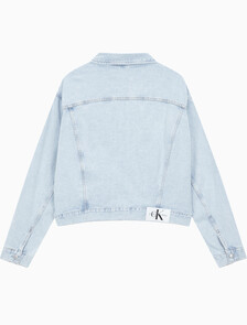 Buy 남성 오버사이즈핏 박시 크롭 데님 재킷 in color CHALKY BLUE