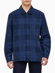 Buy 남성 프린트 플레이드 긴팔 셔츠자켓 in color DARK SAPPHIRE