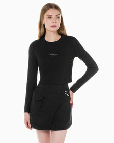 Buy 여성 롱슬리브 모노그램 베이비 티 in color CK BLACK