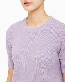 Buy 여성 벌룬 반팔 니트 탑 in color LAVENDER