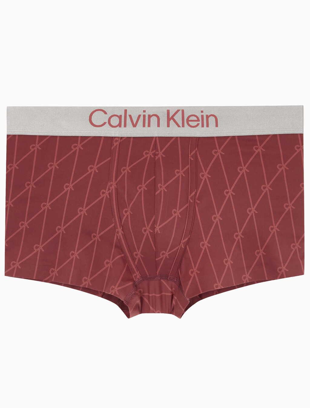 Buy 남성 브러시드 마이크로 져지 로우 라이즈 트렁크 in color NETTED LOGO+DEEP MINERAL RED