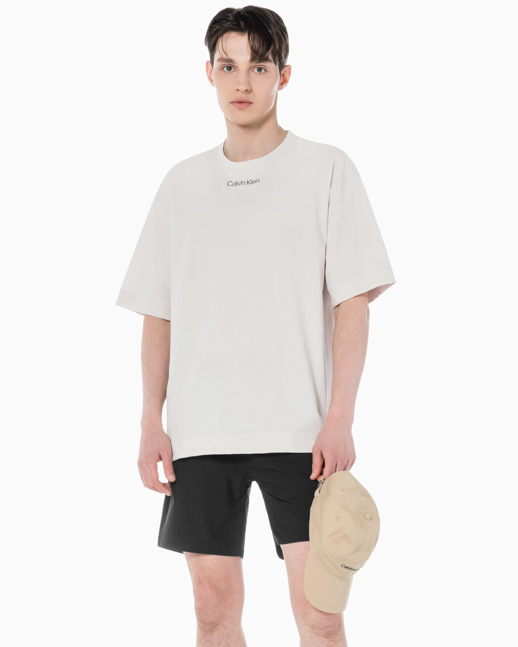 Buy 남성 CK 애슬레틱 릴렉스 핏 반팔 티셔츠 in color WHITE