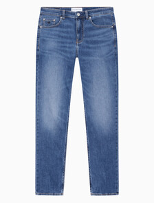 Buy 남성 바디 테이퍼핏 미드 블루 37.5 데님 in color MID BLUE BACK EMBRO