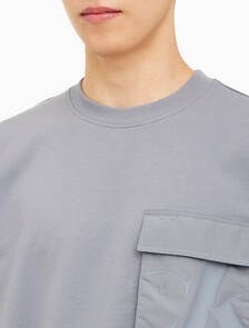 Buy 남성 오버사이즈 우븐 포켓 반팔 스웻셔츠 in color OVERCAST GREY