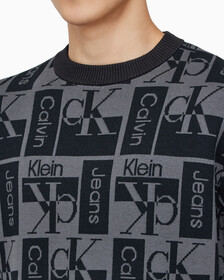 Buy 남성 릴렉스 핏 AOP 로고 스웨터 in color CK BLACK