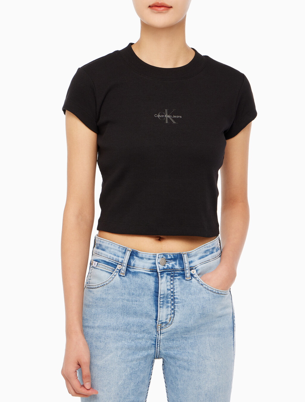 Buy 여성 모노그램 베이비 티셔츠  in color CK BLACK