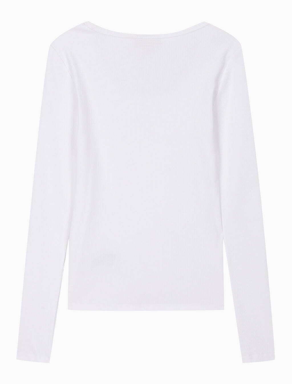 Buy 여성 L/S 우블 라벨 스쿱넥 립 티셔츠 in color BRILLIANT WHITE