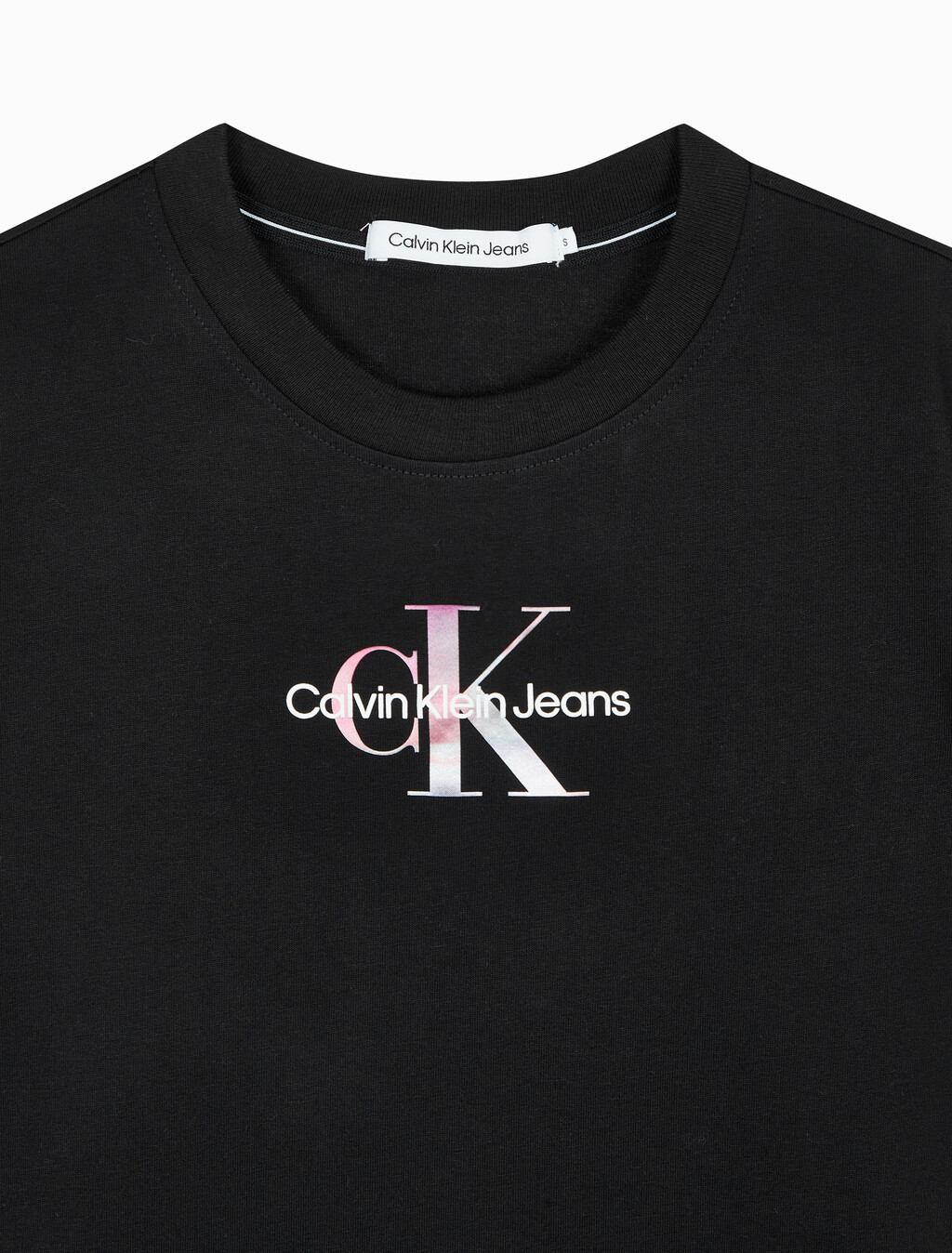 Buy 여성 모노그램 로고 모던 스트레이트핏 반팔 티셔츠 in color CK BLACK