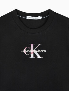 Buy 여성 모노그램 로고 모던 스트레이트핏 반팔 티셔츠 in color CK BLACK