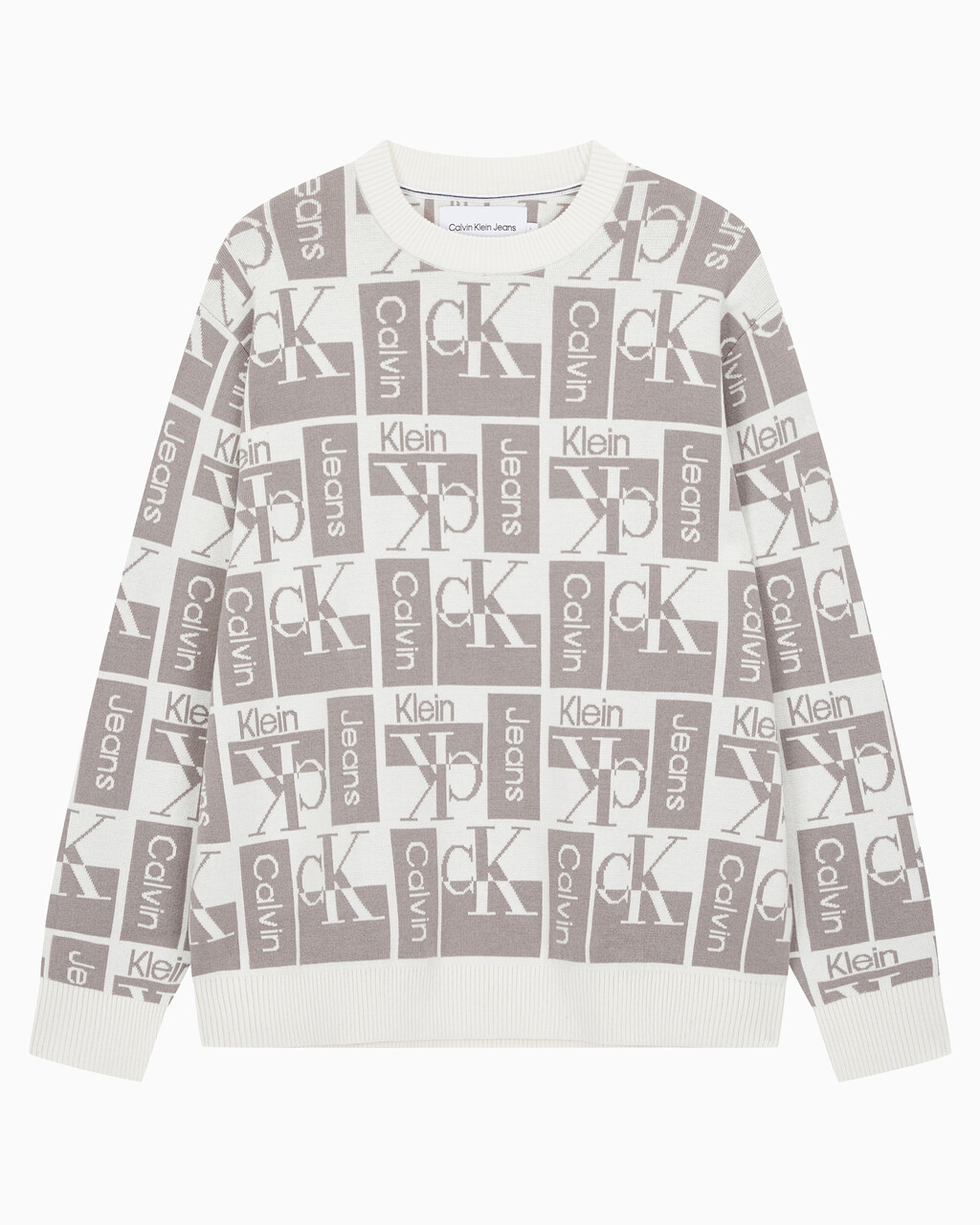 Buy 남성 릴렉스 핏 AOP 로고 스웨터 in color WHITE