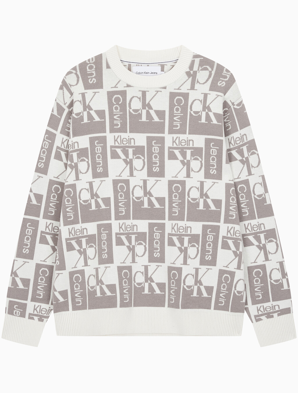 Buy 남성 릴렉스 핏 AOP 로고 스웨터 in color WHITE