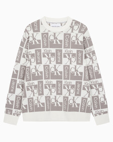 Buy 남성 릴렉스 핏 AOP 로고 스웨터 in color WHITE