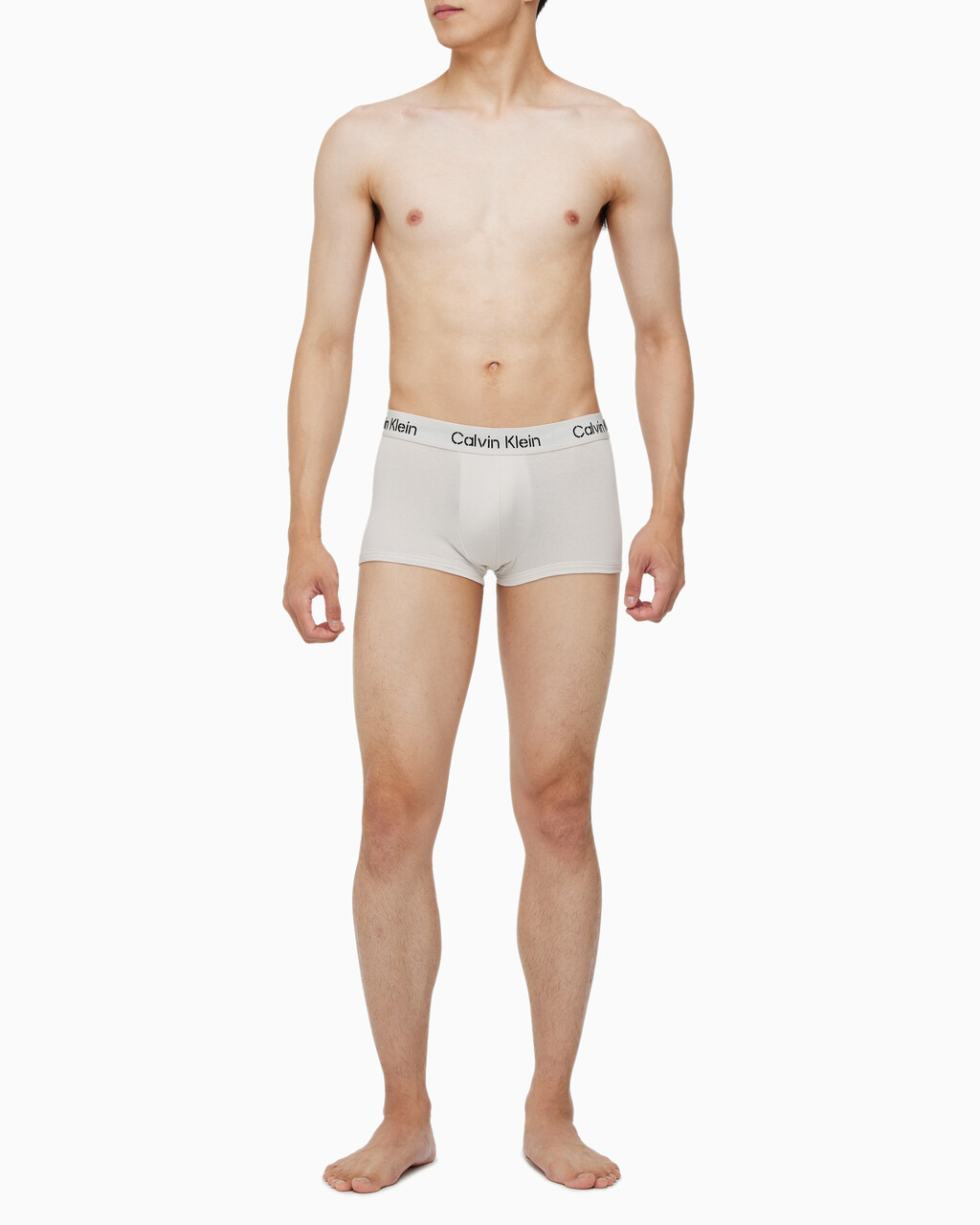 Buy 남성 스텐실로고 코튼스트레치 로우라이즈 트렁크 3PK in color BLACK, MOONBEAM,SHINING ARMOUR