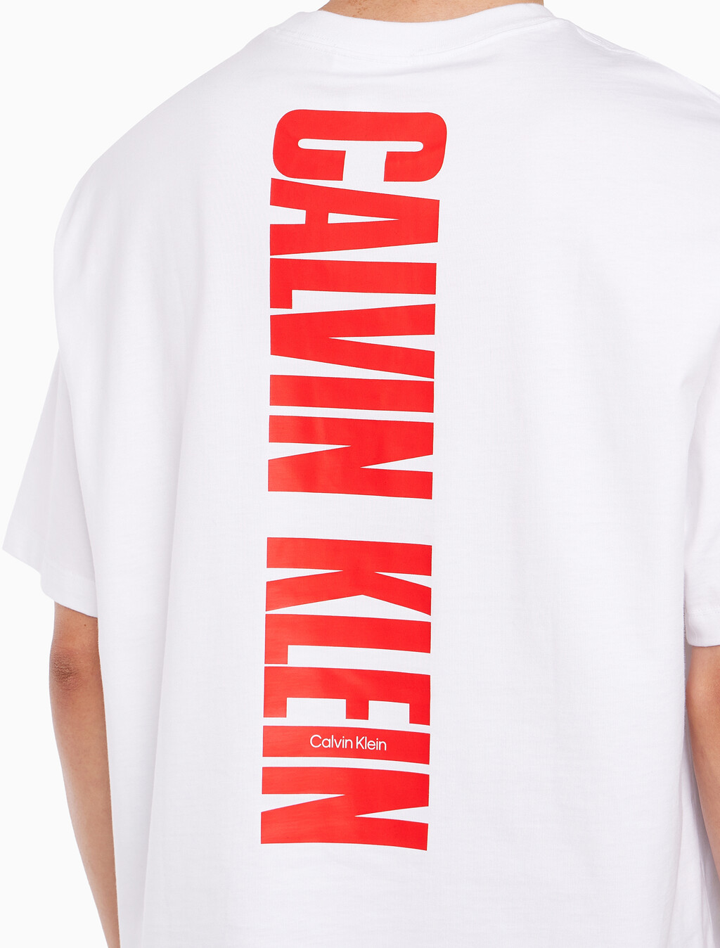 Buy 남성 릴렉스핏 버티컬 로고 반팔 티셔츠 in color BRILLIANT WHITE