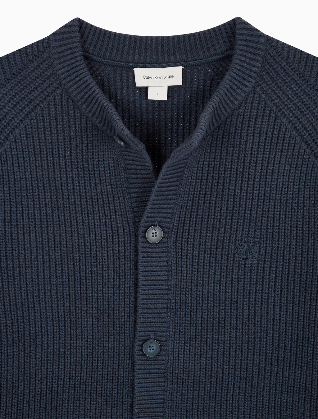 Buy 남성 릴렉스핏 크루넥 버튼 가디건 in color NAVY