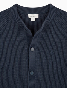Buy 남성 릴렉스핏 크루넥 버튼 가디건 in color NAVY