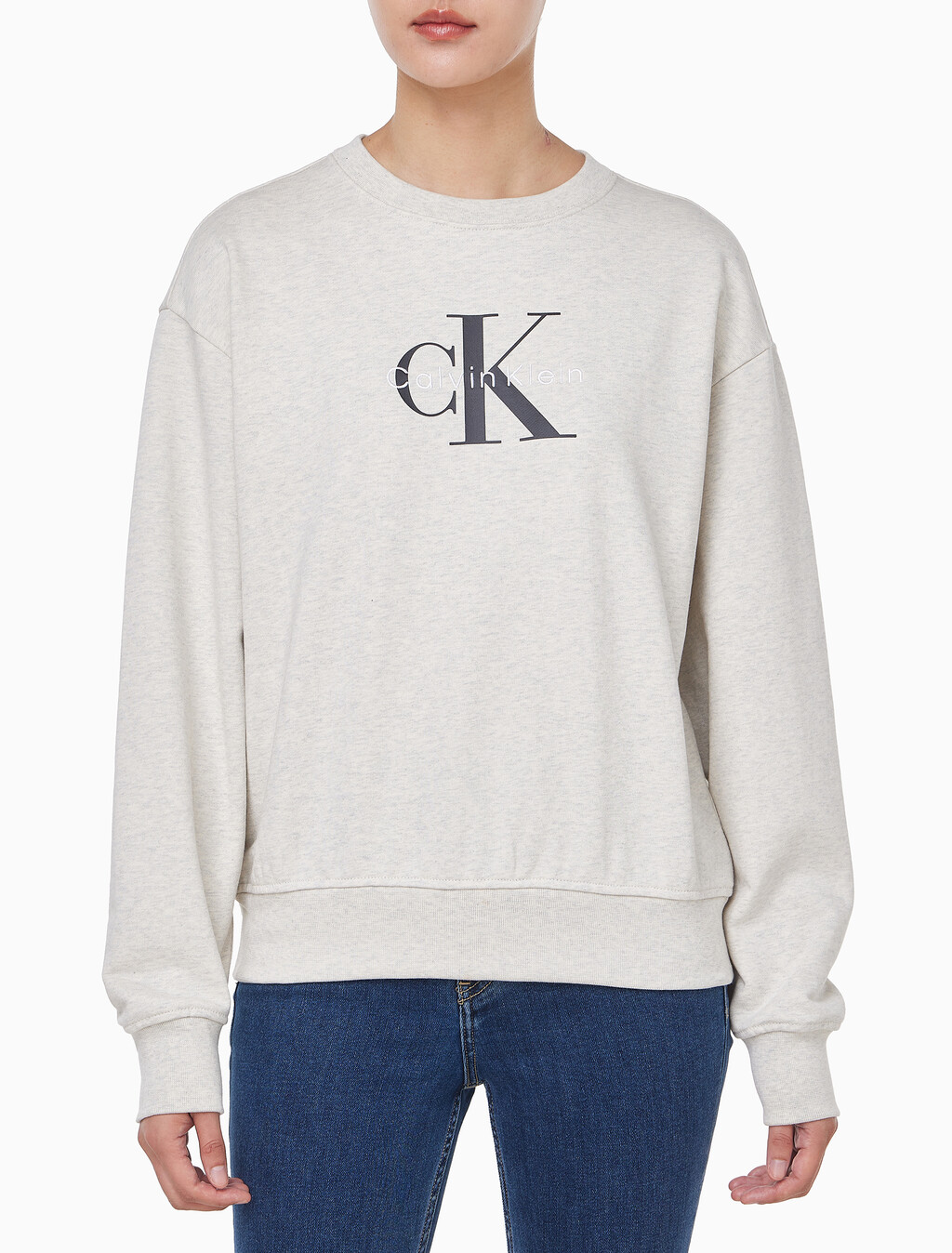 Buy 여성 모노로고 프렌치테리 릴렉스핏 스웻셔츠 in color VANILLA HEATHER