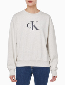 Buy 여성 모노로고 프렌치테리 릴렉스핏 스웻셔츠 in color VANILLA HEATHER