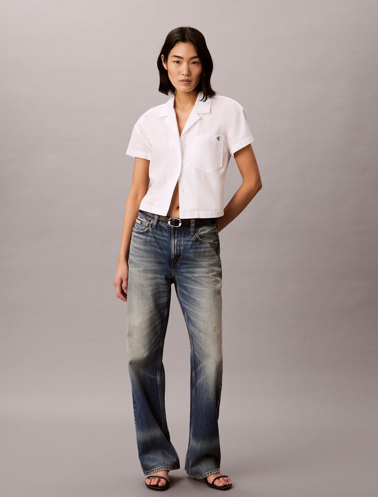 여성 팝플린 박시 셔츠