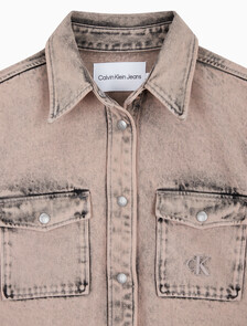 Buy 여성 슬림 데님 셔츠 in color MID BLUE BACK EMBRO