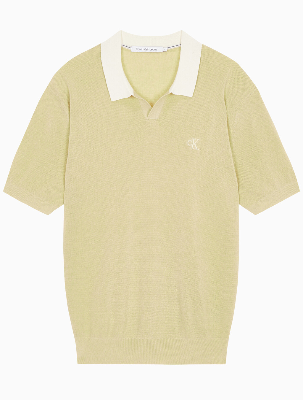 Buy 남성 로고 오픈 카라 폴로 반팔 스웨터 in color GREEN