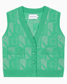 Buy 여성 프리미엄 라인 메탈릭 올오버프린트 베스트 in color GREEN