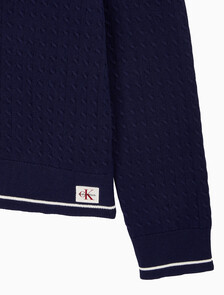 Buy 여성 우븐라벨 케이블 가디건 in color Evening Blue